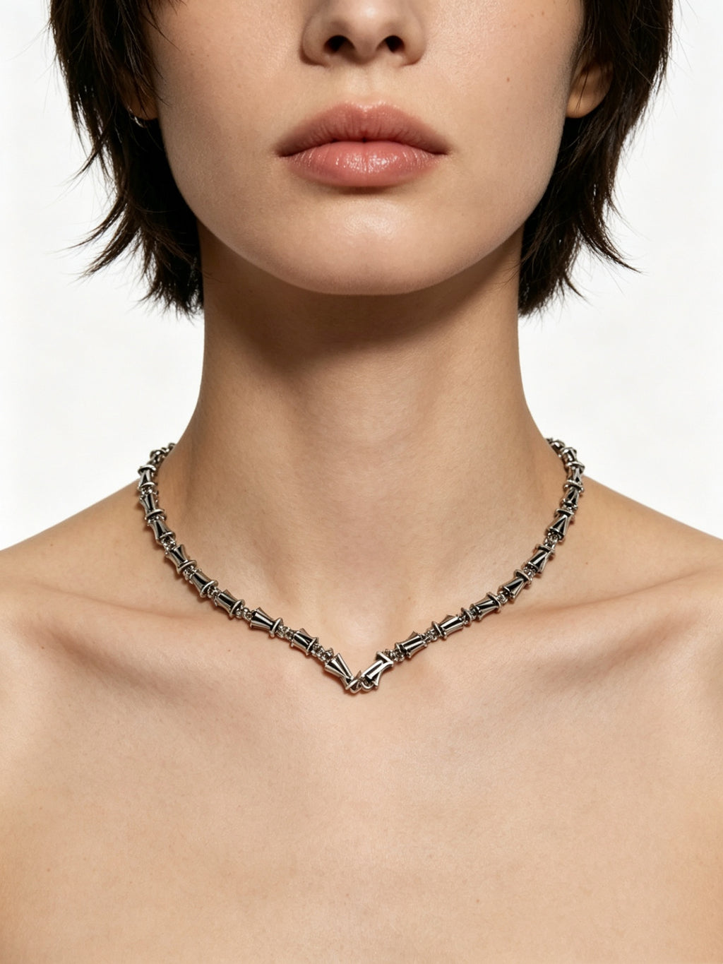 Chain Pendant Necklace in Silver-Tone – Design 016 styled product view