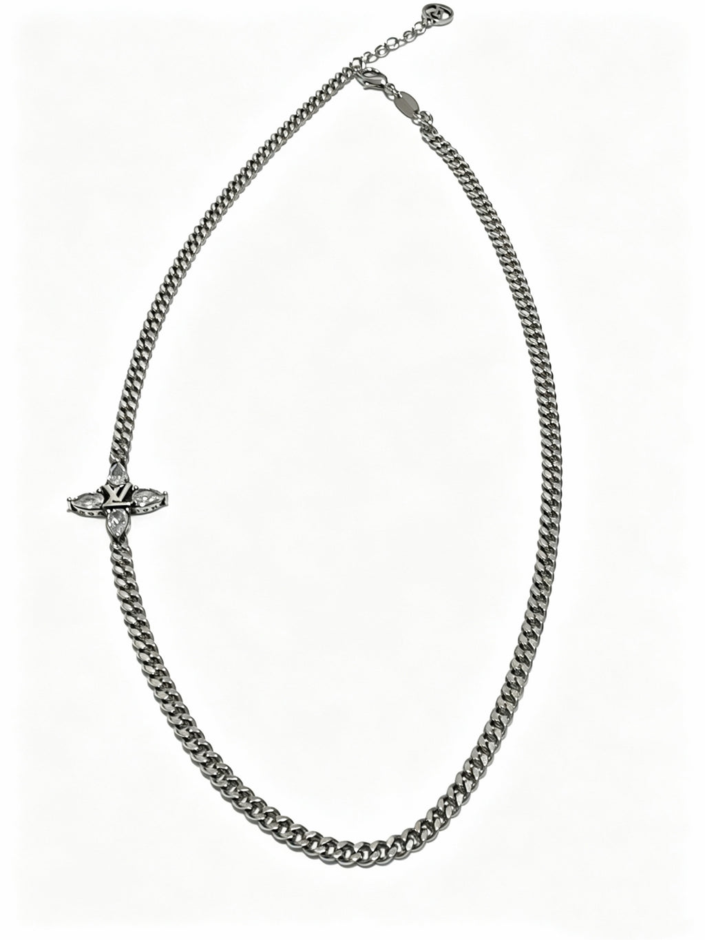Chain Pendant Necklace in Silver-Tone – Design 014 front product view