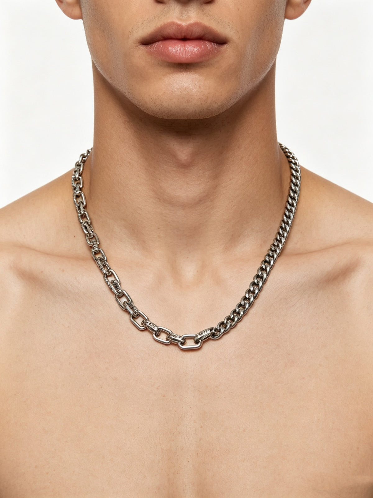 Chain Pendant Necklace in Silver-Tone – Design 007 front product view