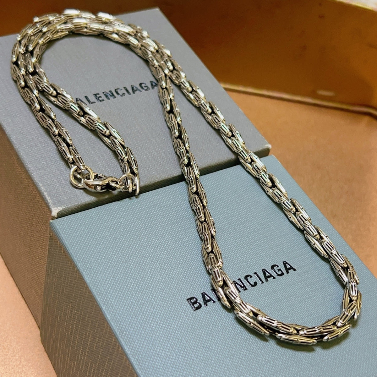 Geometric Emblem Pendant Necklace in Polished Metal-Tone – Vintage Detail – Design 058 main product view