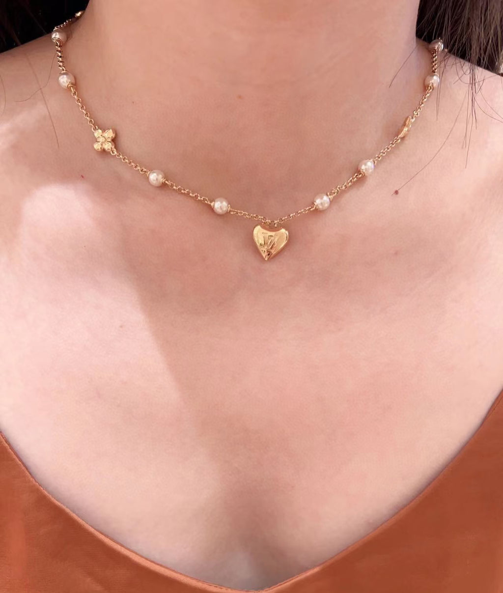 Letter Emblem Pendant Necklace in Polished Metal-Tone – Design 020 styled product view