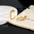 Letter Emblem Stud Earrings in Polished Metal-Tone – Design 017 main product view