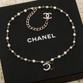 Double-C Emblem Pearl-Detail Pendant Necklace – Pearl Detail – Design 053 main product view