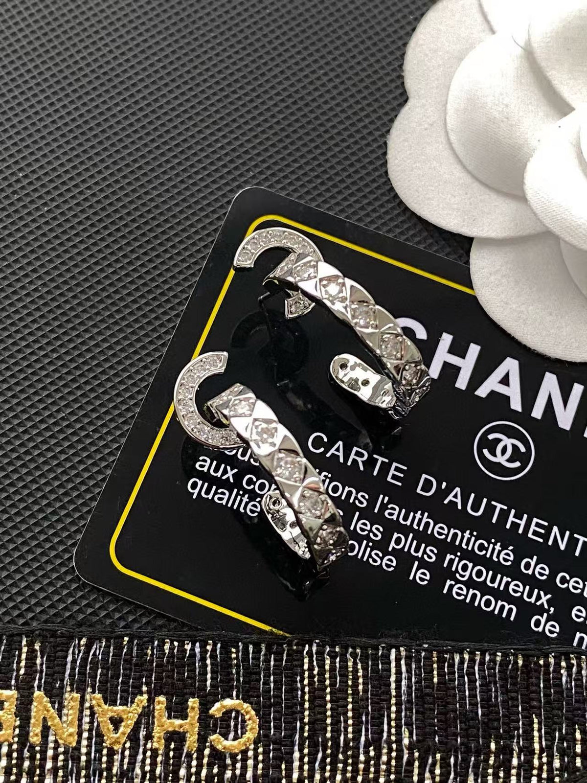 Signature Emblem Crystal-Accent Stud Earrings – Design 015 side detail