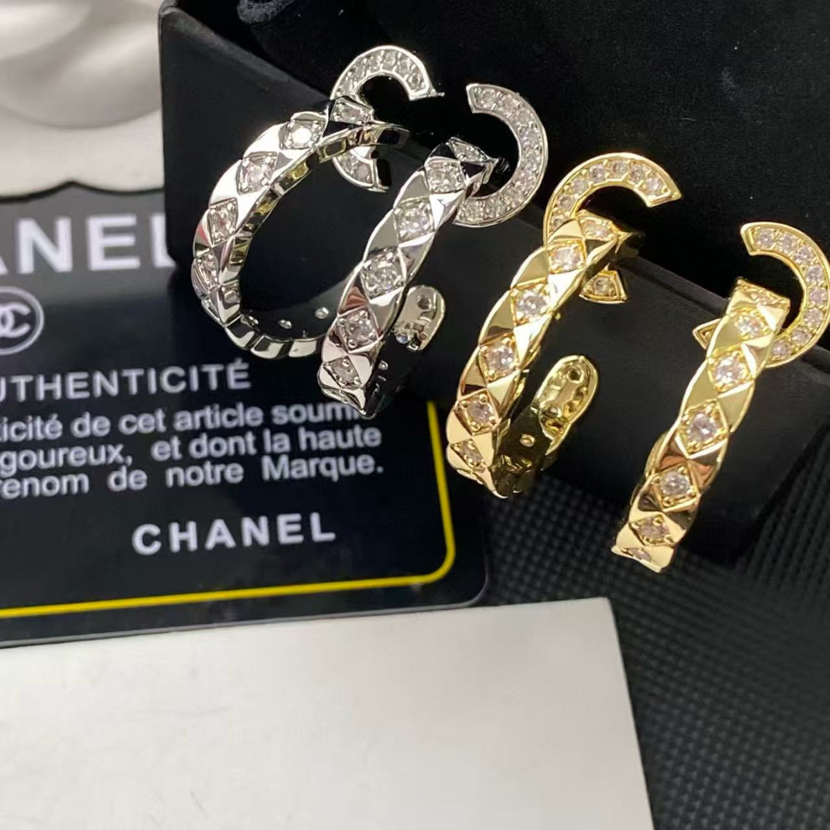Signature Emblem Crystal-Accent Stud Earrings – Design 015 front product view