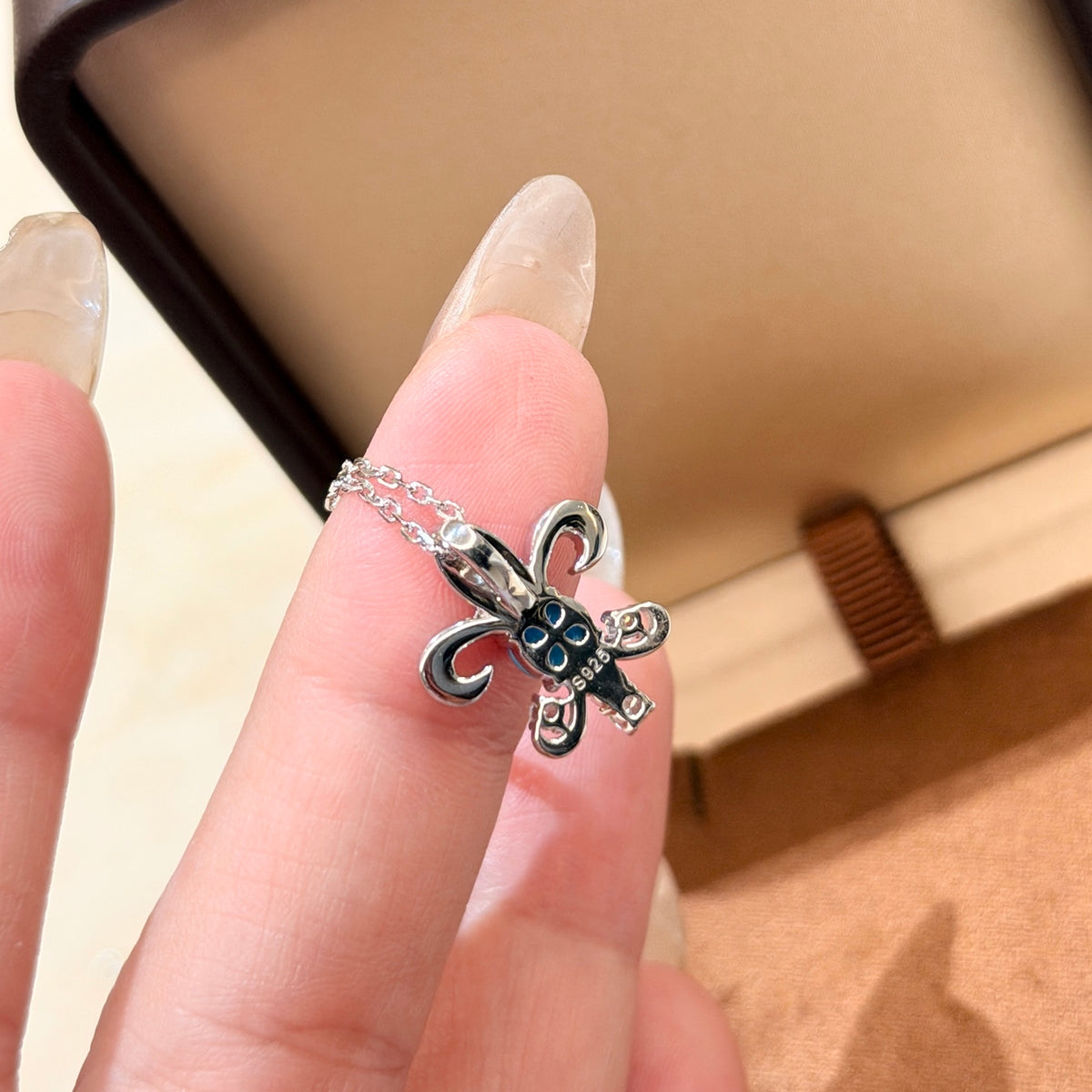 Gothic Emblem Pendant Necklace in Antique Silver-Tone – Design 15 front product view