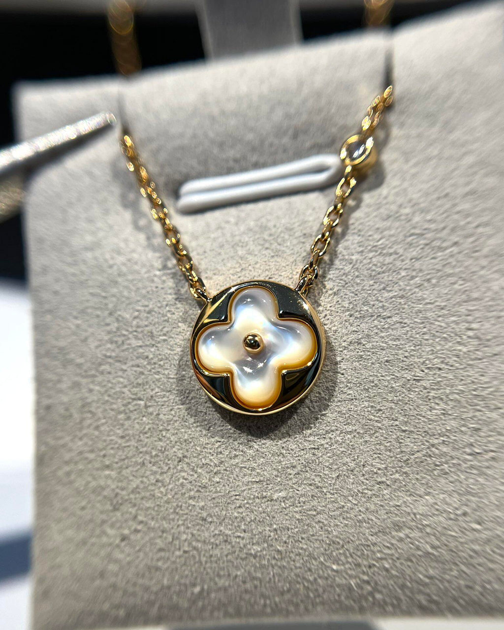 Round Pendant Necklace in Polished Metal-Tone – Design 002 styled product view
