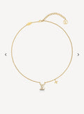Geometric Emblem Pendant Necklace in Gold-Tone – Design 051 main product view
