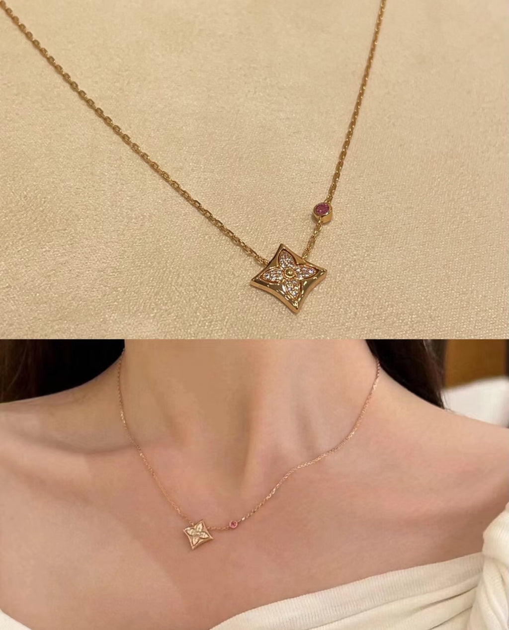 Geometric Emblem Pendant Necklace in Polished Metal-Tone – Design 025 close-up detail