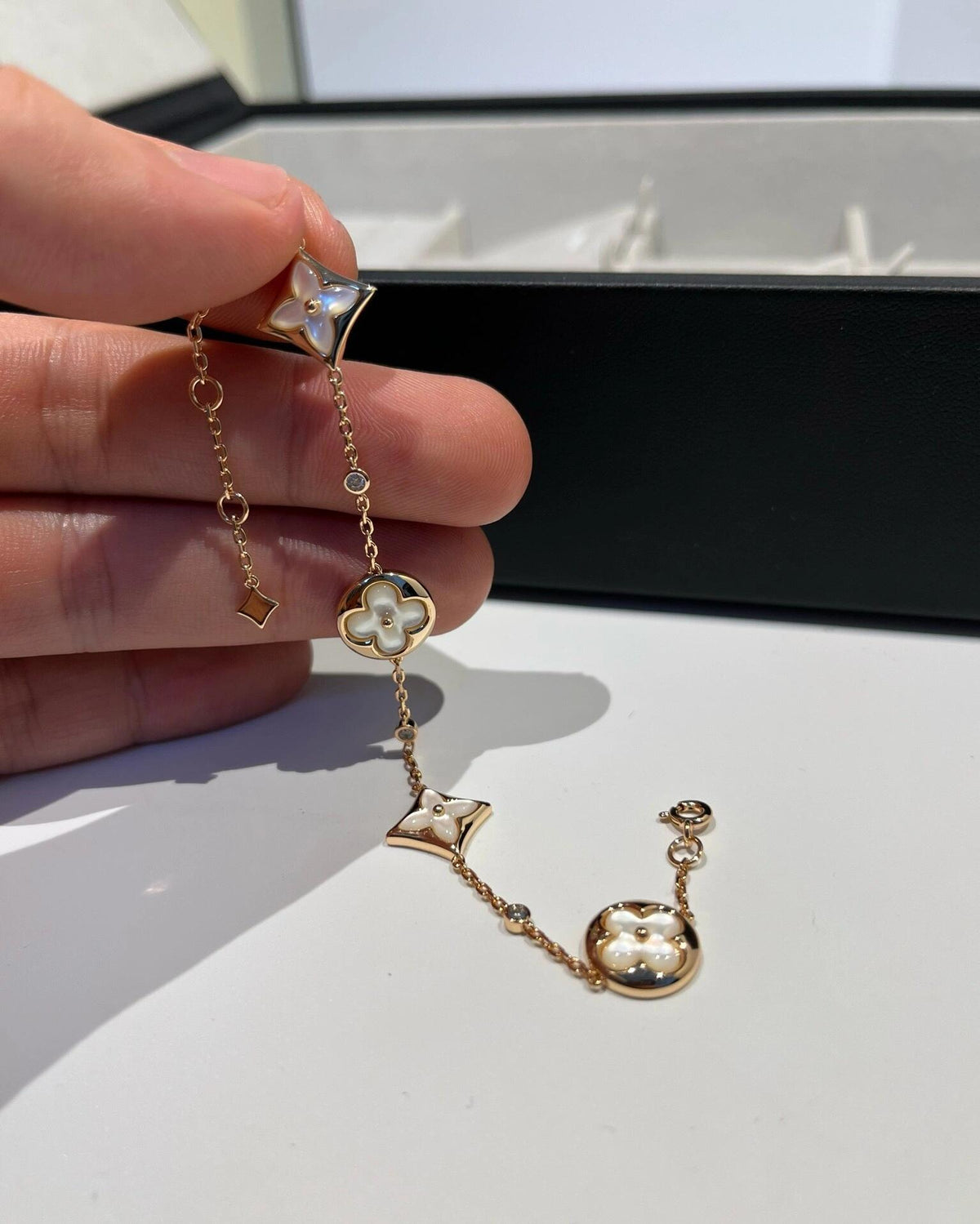 Geometric Emblem Bracelet in Polished Metal-Tone – Design 015 side detail