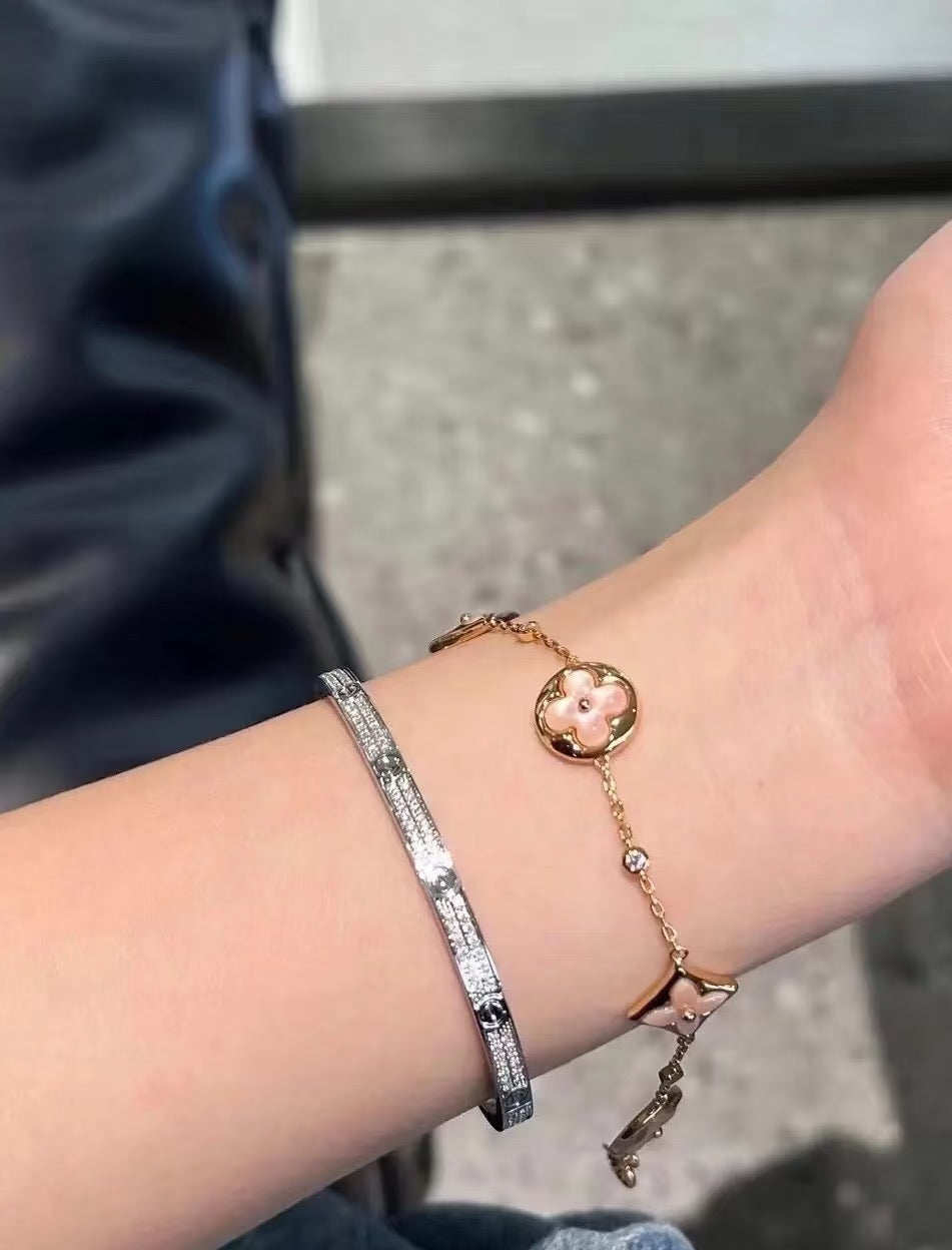 Geometric Emblem Bracelet in Polished Metal-Tone – Design 014 styled product view