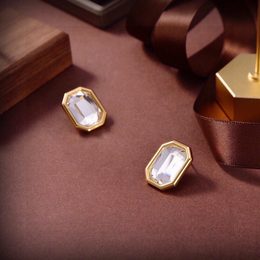 Geometric Emblem Stud Earrings in Gold-Tone – Design 007 main product view