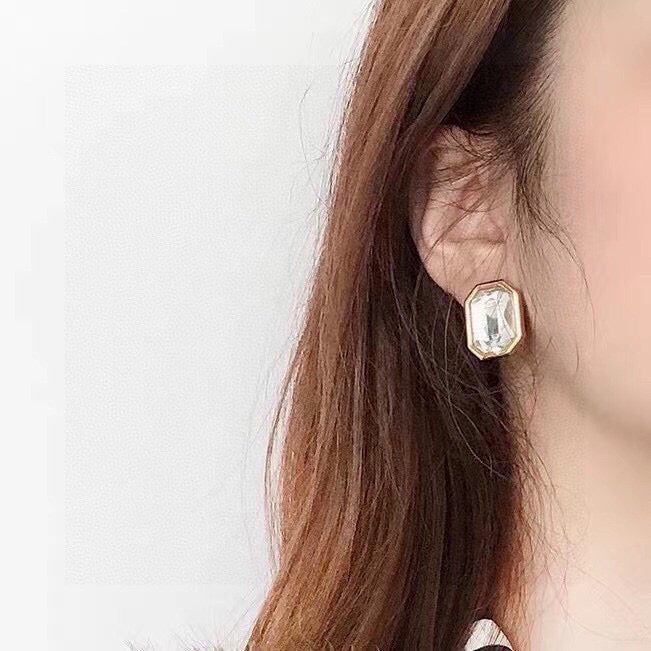 Geometric Emblem Stud Earrings in Gold-Tone – Design 007 side detail