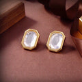 Geometric Emblem Stud Earrings in Gold-Tone – Design 007 main product view