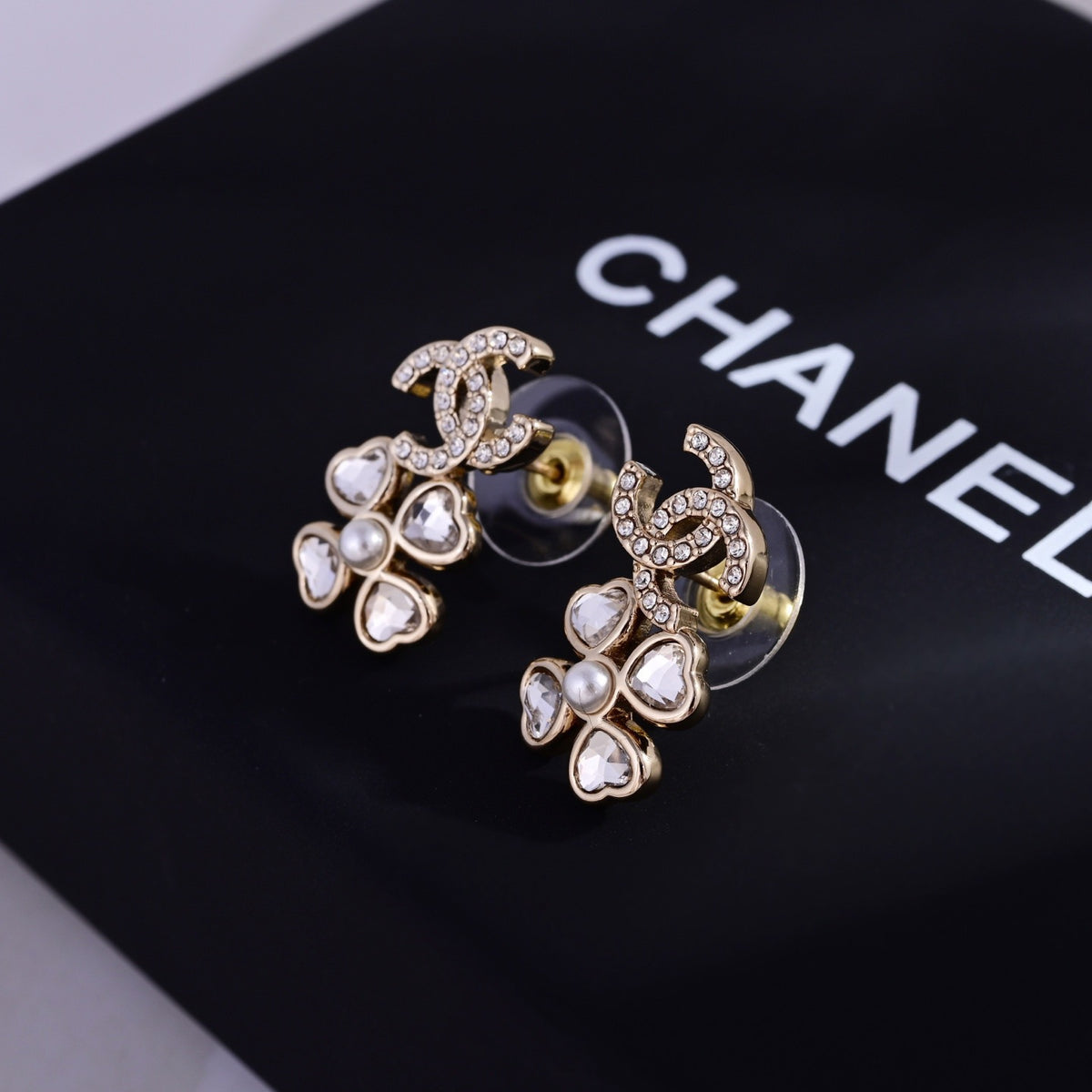 Signature Emblem Stud Earrings in Polished Metal-Tone – Design 058 main product view
