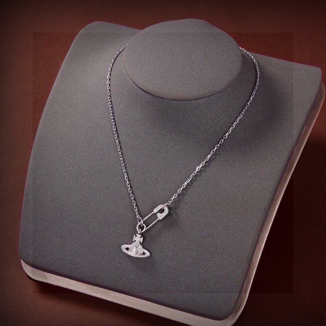 Orb Pendant Necklace in Polished Metal-Tone – Pearl Detail – Design 021 styled product view