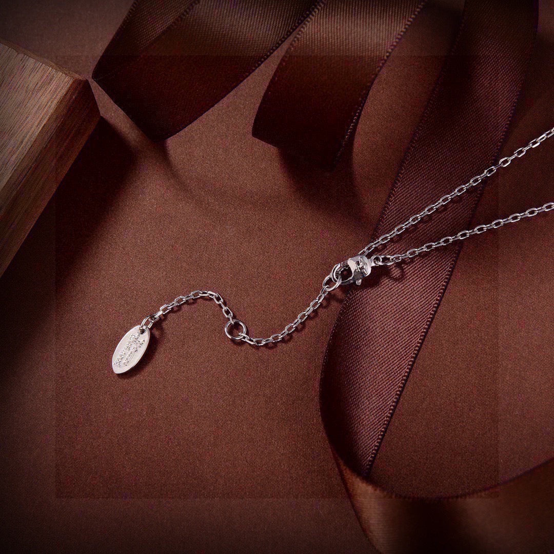 Orb Pendant Necklace in Polished Metal-Tone – Pearl Detail – Design 020 detail view