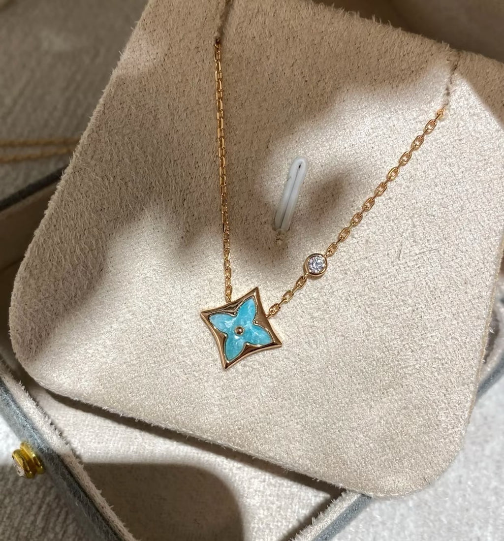 Geometric Emblem Pendant Necklace in Polished Metal-Tone – Design 023 detail view