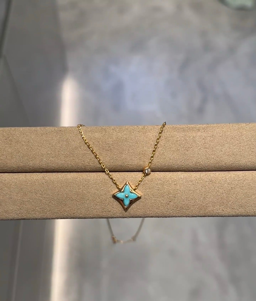Geometric Emblem Pendant Necklace in Polished Metal-Tone – Design 023 side detail