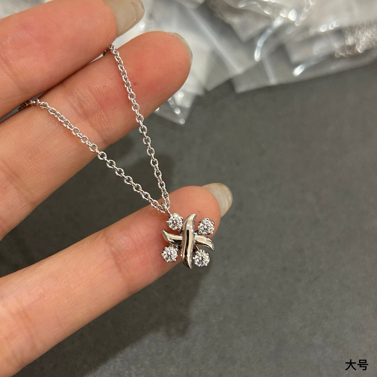 Signature Motif Pendant Necklace in Polished Metal-Tone – Design 01 main product view