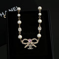 Bow Pearl-Detail Pendant Necklace – Pearl Detail – Design 005 main product view