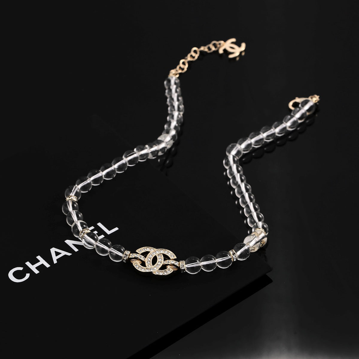 Double-C Emblem Pendant Necklace in Polished Metal-Tone – Design 031 main product view
