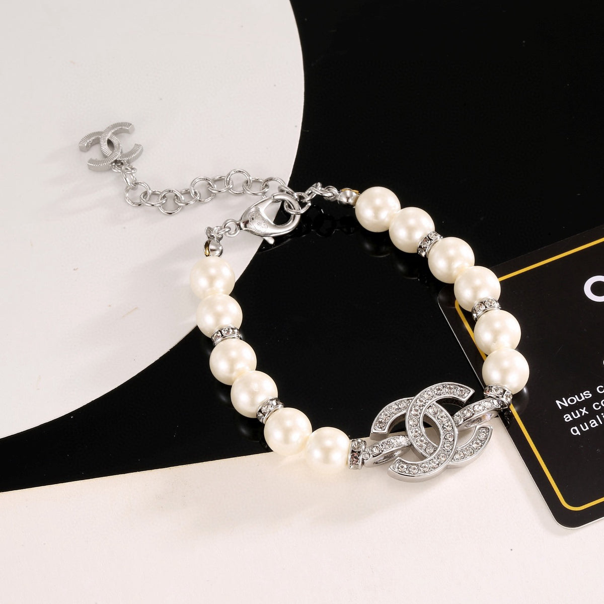 Double-C Emblem Bracelet in Gold-Tone – Pearl Detail – Design 004 main product view