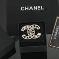 Double-C Emblem Brooch in Gold-Tone – Pearl Detail – Design 003 main product view