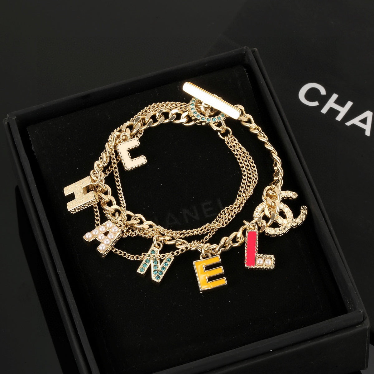 Letter Bracelet in Gold-Tone detail view