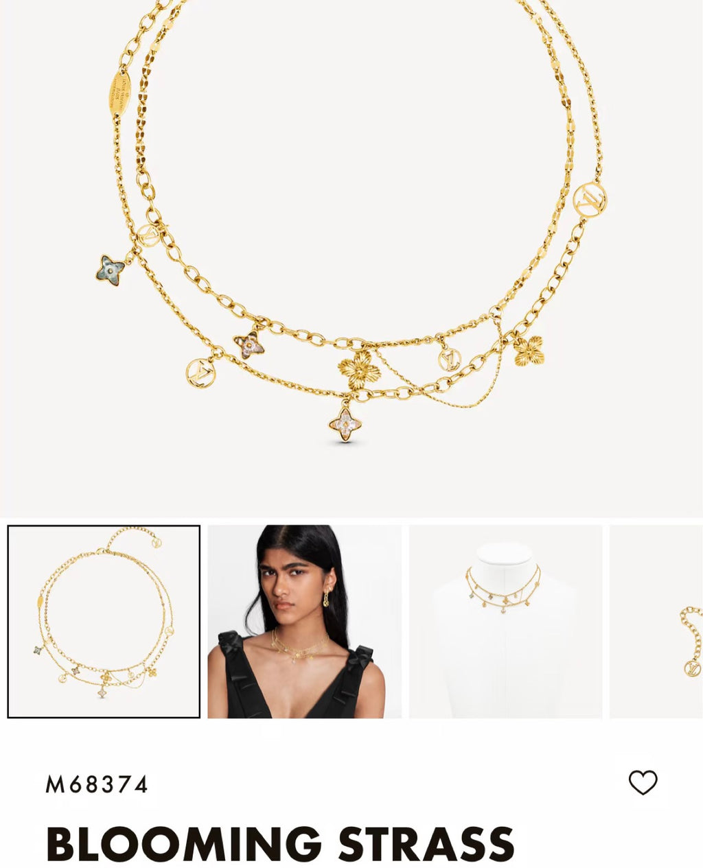 Floral Pendant Necklace in Gold-Tone – Design 003 main product view