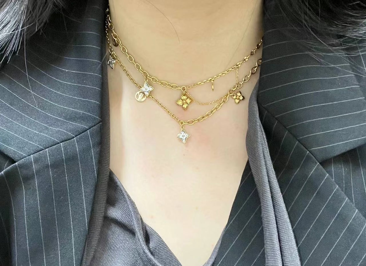 Floral Pendant Necklace in Gold-Tone – Design 003 styled product view
