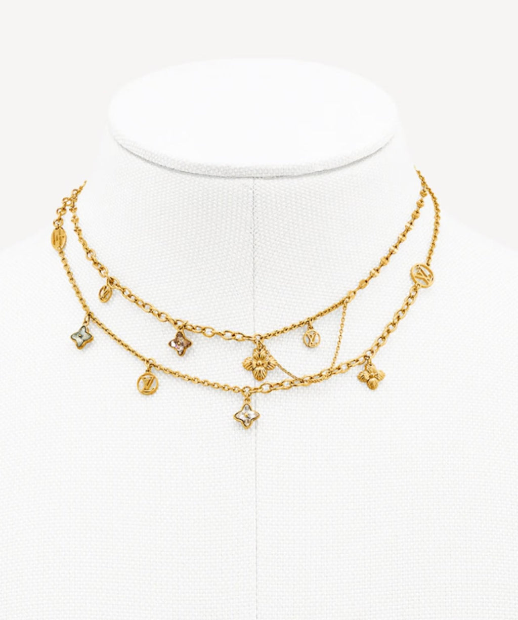Floral Pendant Necklace in Gold-Tone – Design 003 front product view