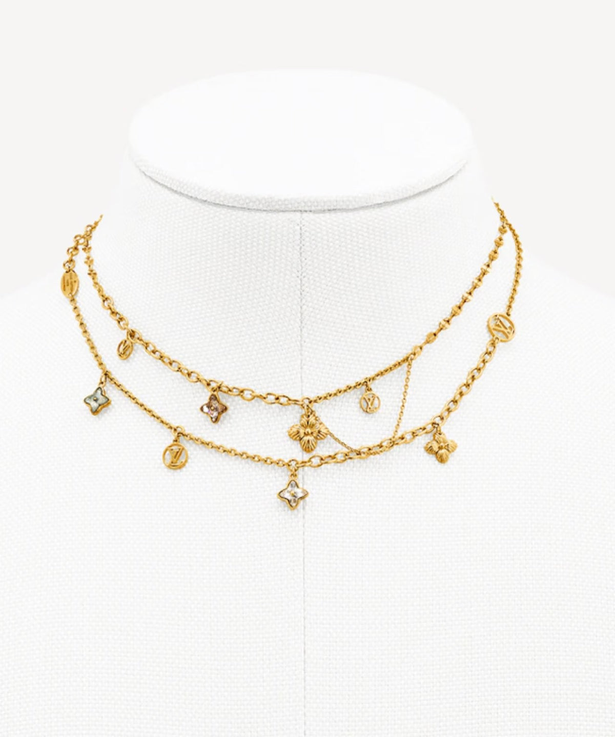 Floral Pendant Necklace in Gold-Tone – Design 003 front product view