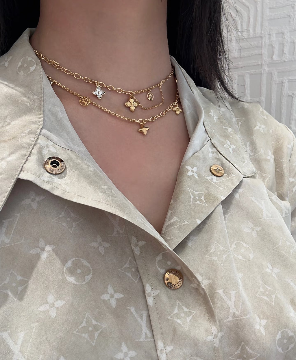 Floral Pendant Necklace in Gold-Tone – Design 003 front product view
