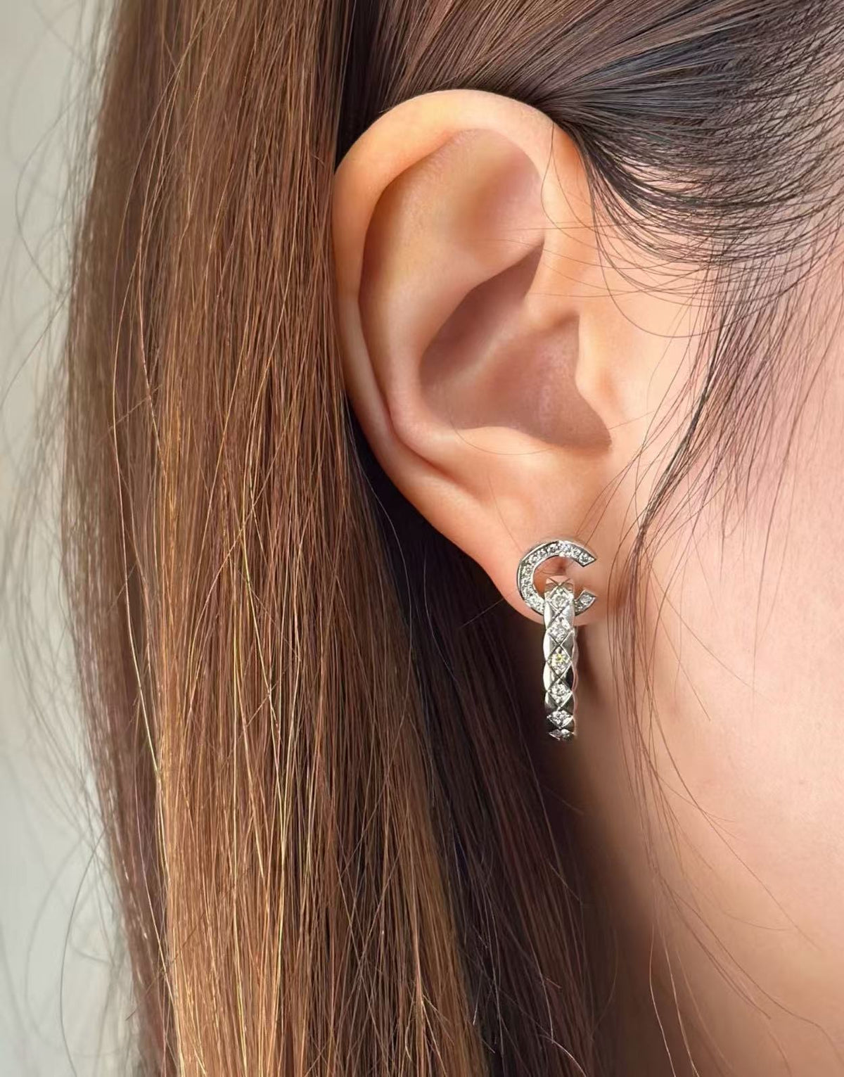 Signature Emblem Crystal-Accent Stud Earrings – Design 015 detail view