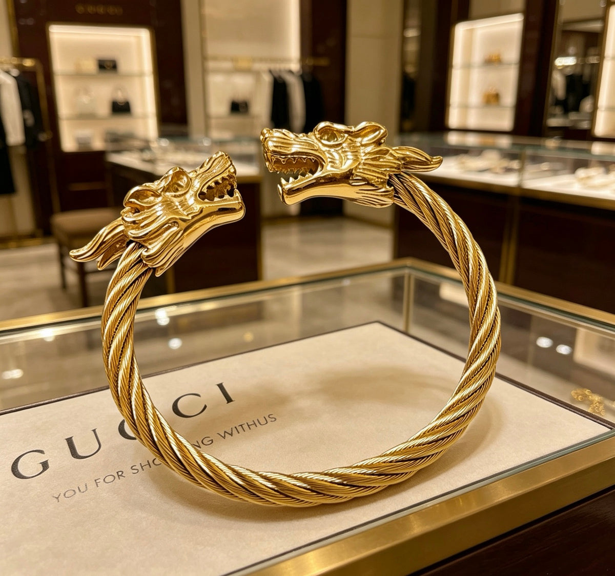 Double-G Emblem Bangle in Silver-Tone – Vintage Detail – Design 012 close-up detail
