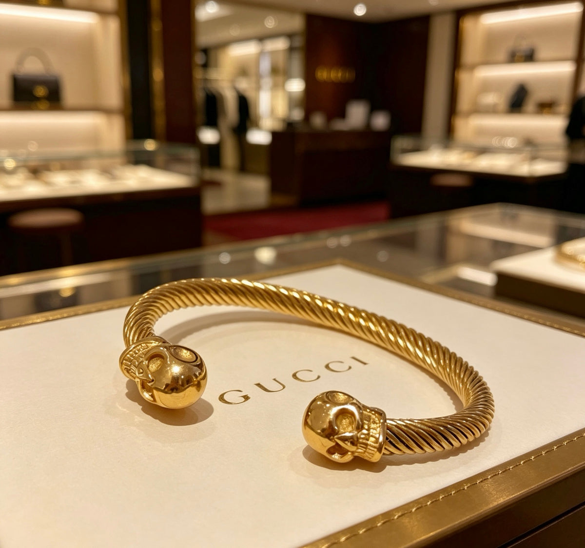 Double-G Emblem Bangle in Polished Metal-Tone – Design 024 front product view