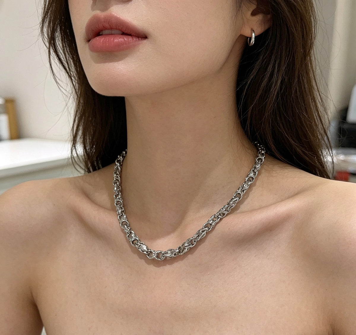 Geometric Emblem Pendant Necklace in Polished Metal-Tone – Design 011 main product view