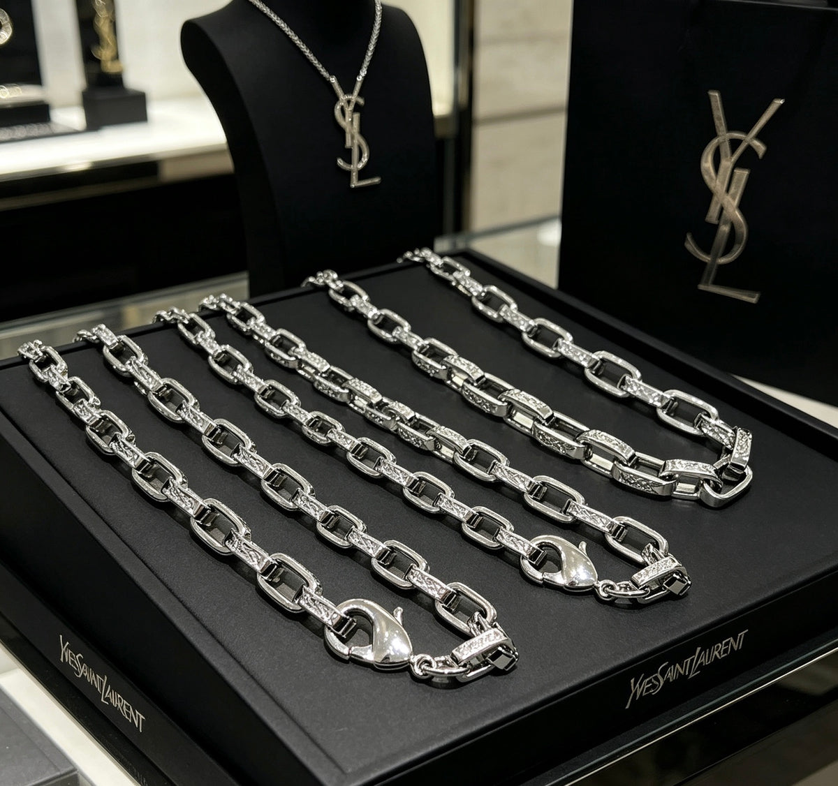 Geometric Emblem Pendant Necklace in Polished Metal-Tone – Design 007 front product view
