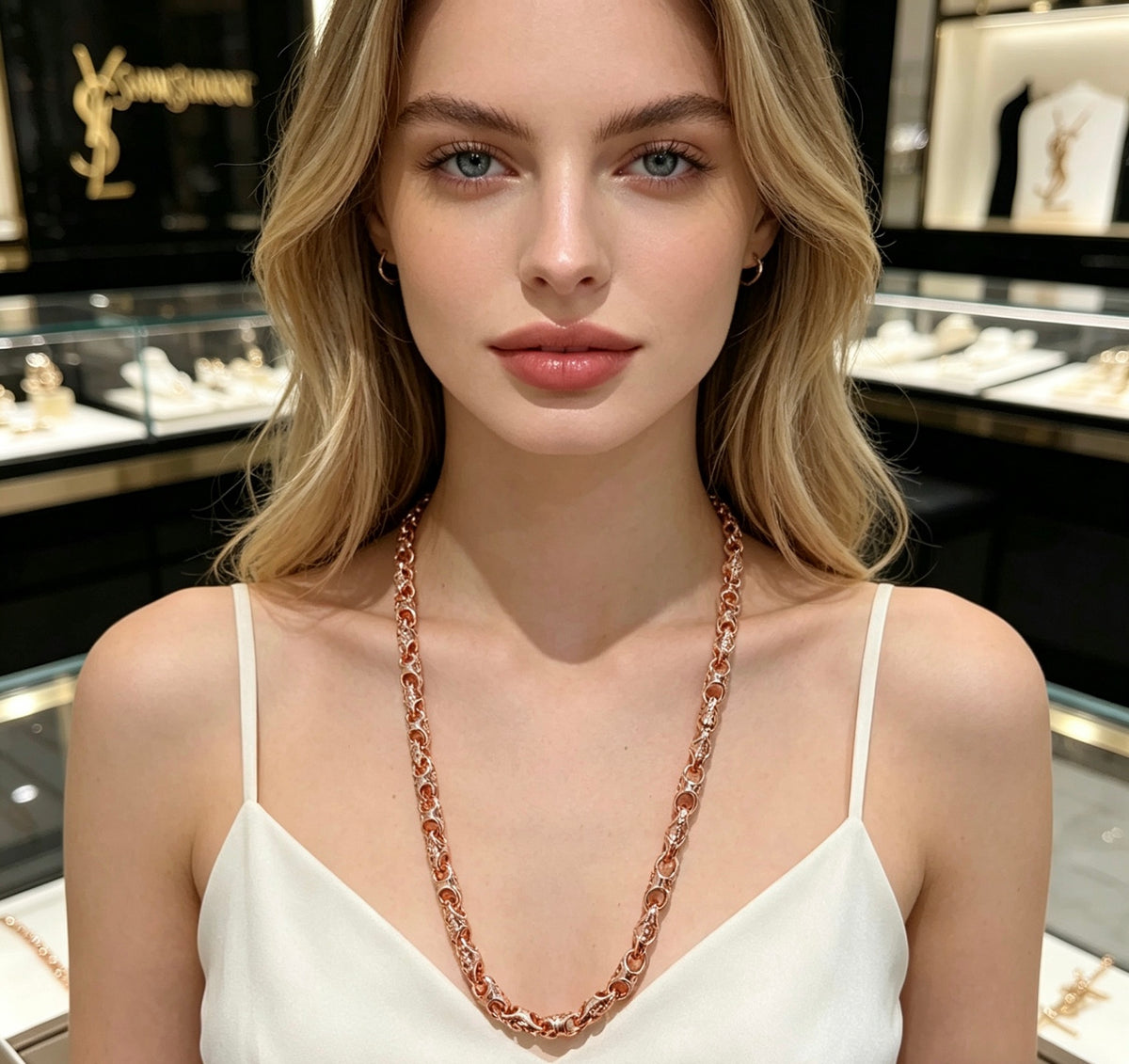 Geometric Emblem Pendant Necklace in Polished Metal-Tone – Design 006 front product view