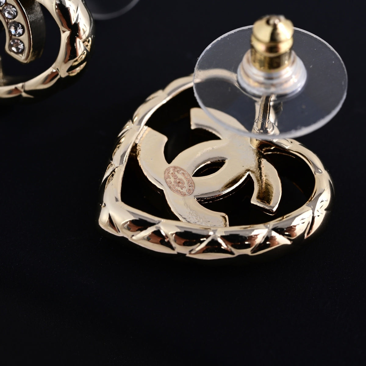Signature Emblem Stud Earrings in Polished Metal-Tone – Design 057 styled product view