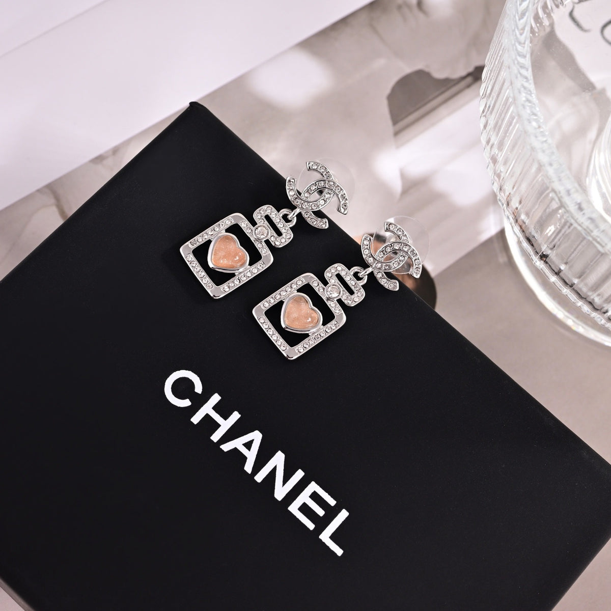 Signature Emblem Stud Earrings in Polished Metal-Tone – Design 056 styled product view