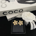 Double-C Emblem Stud Earrings in Polished Metal-Tone – Design 246 main product view