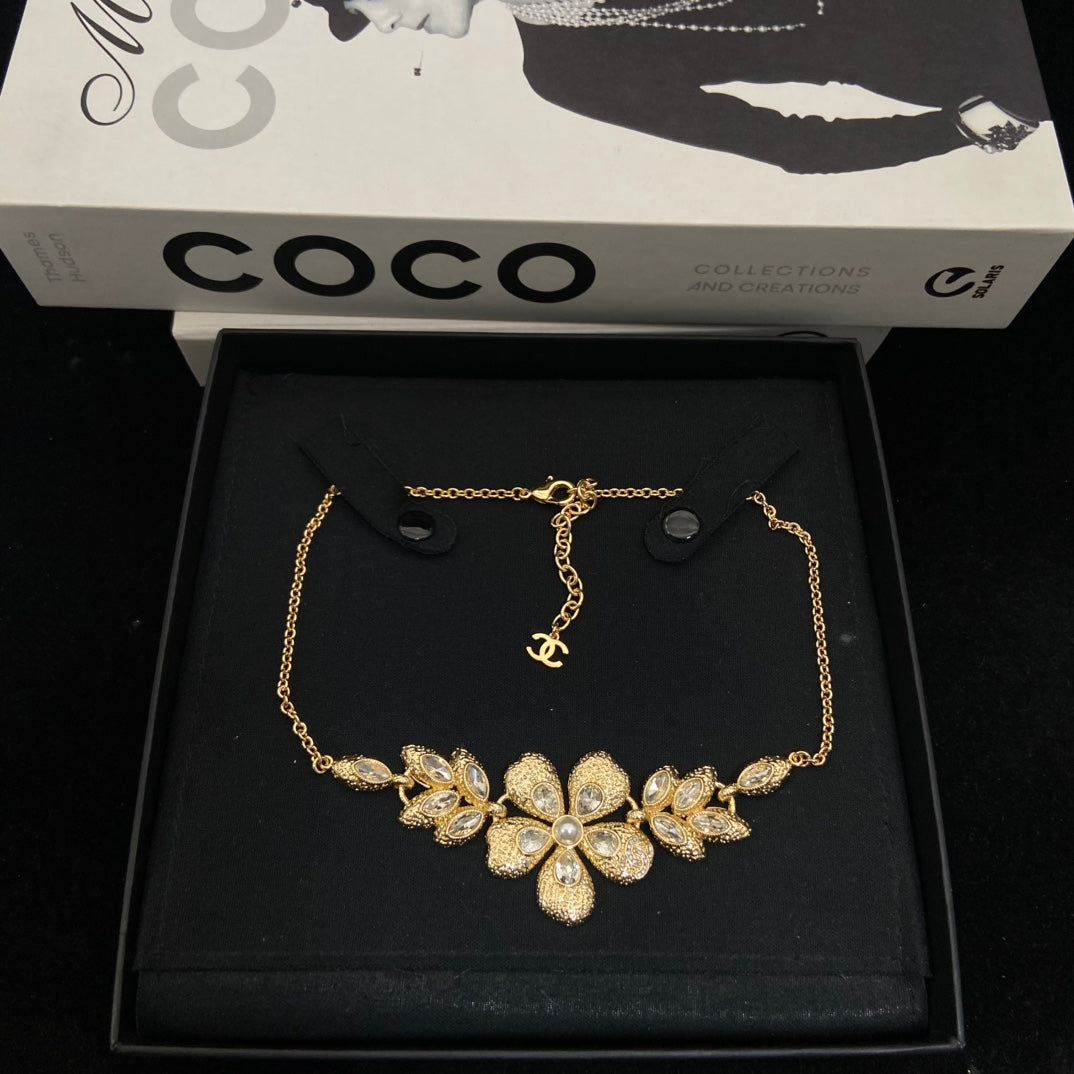Double-C Emblem Pendant Necklace in Polished Metal-Tone – Design 034 main product view