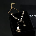 Double-C Emblem Pearl-Detail Pendant Necklace – Pearl Detail – Design 082 main product view