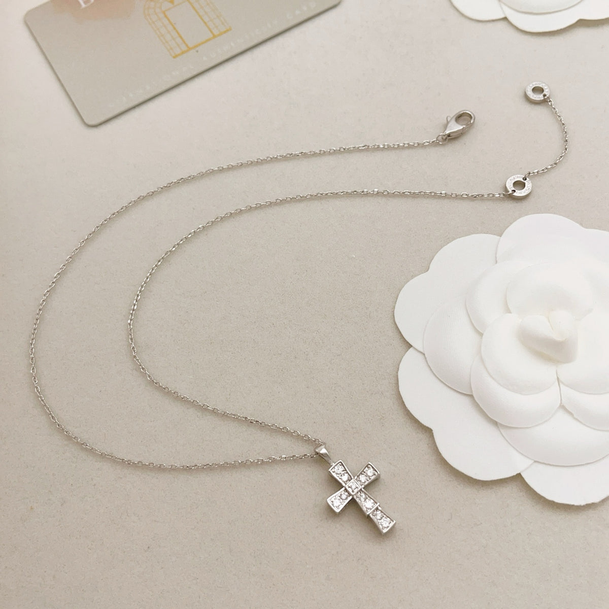 Cross Pendant Necklace in Silver-Tone front product view