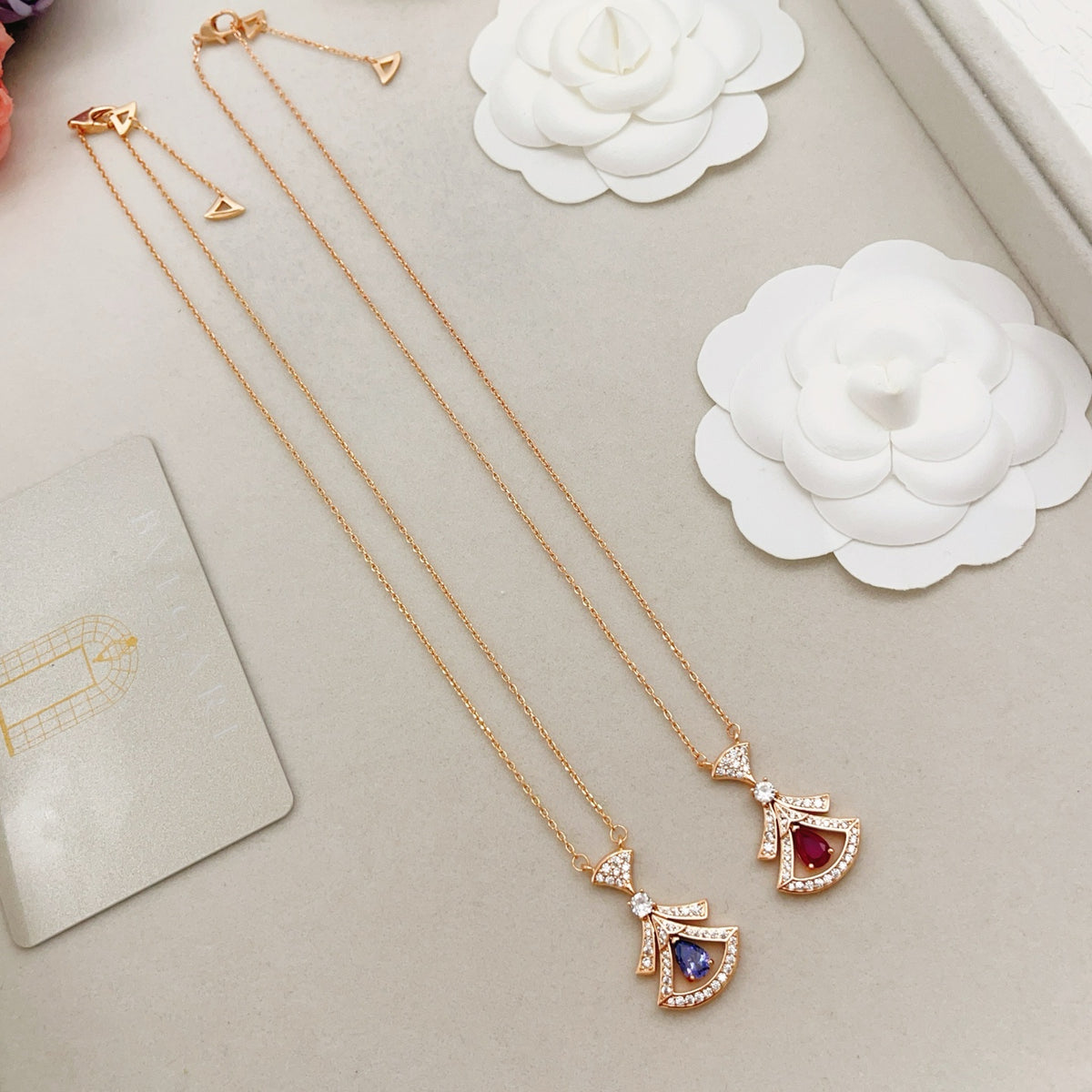 Geometric Emblem Pendant Necklace in Rose-Gold-Tone – Rose Gold Detail – Design 002 main product view