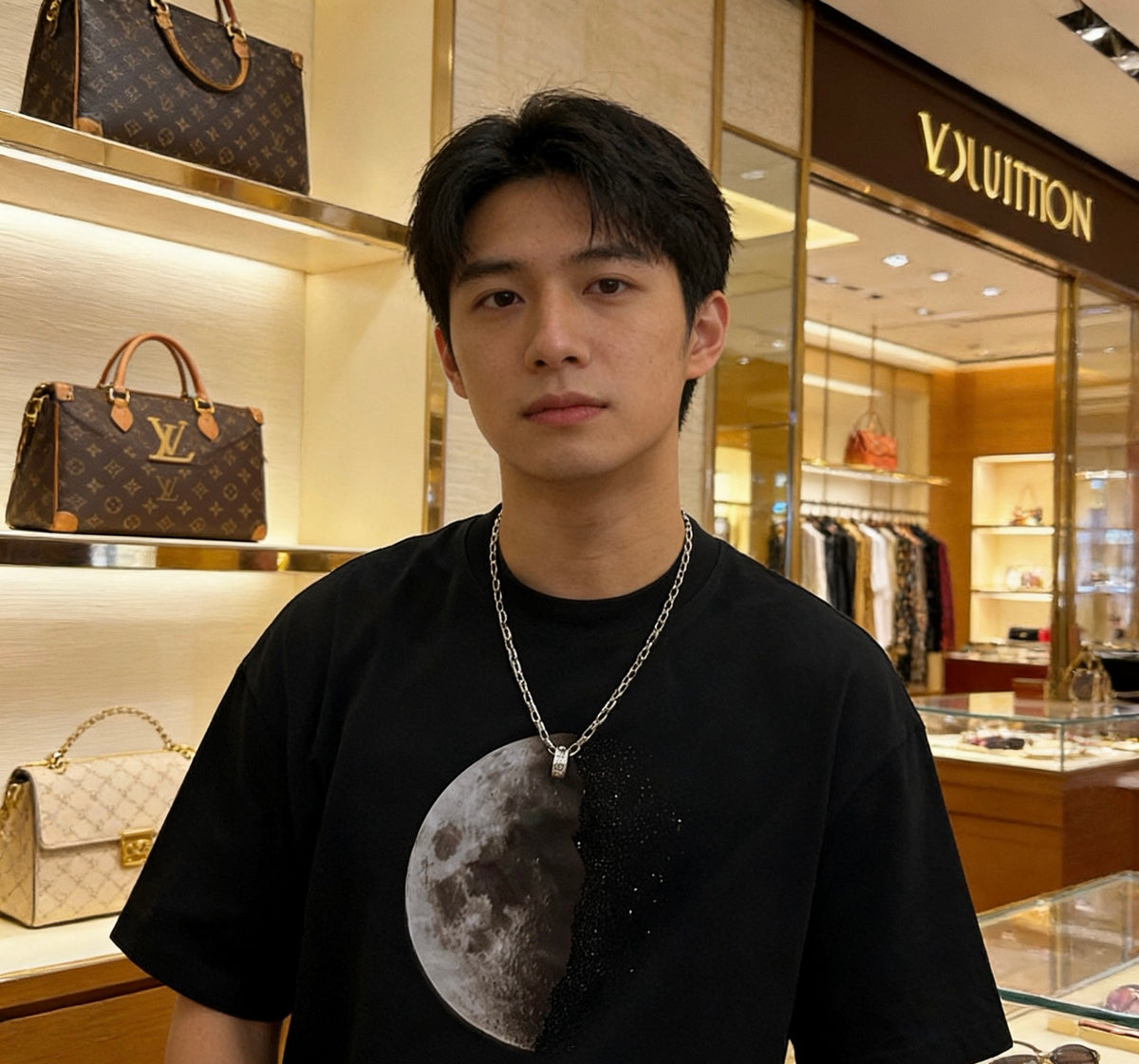Chain Pendant Necklace in Silver-Tone – Design 025 styled product view