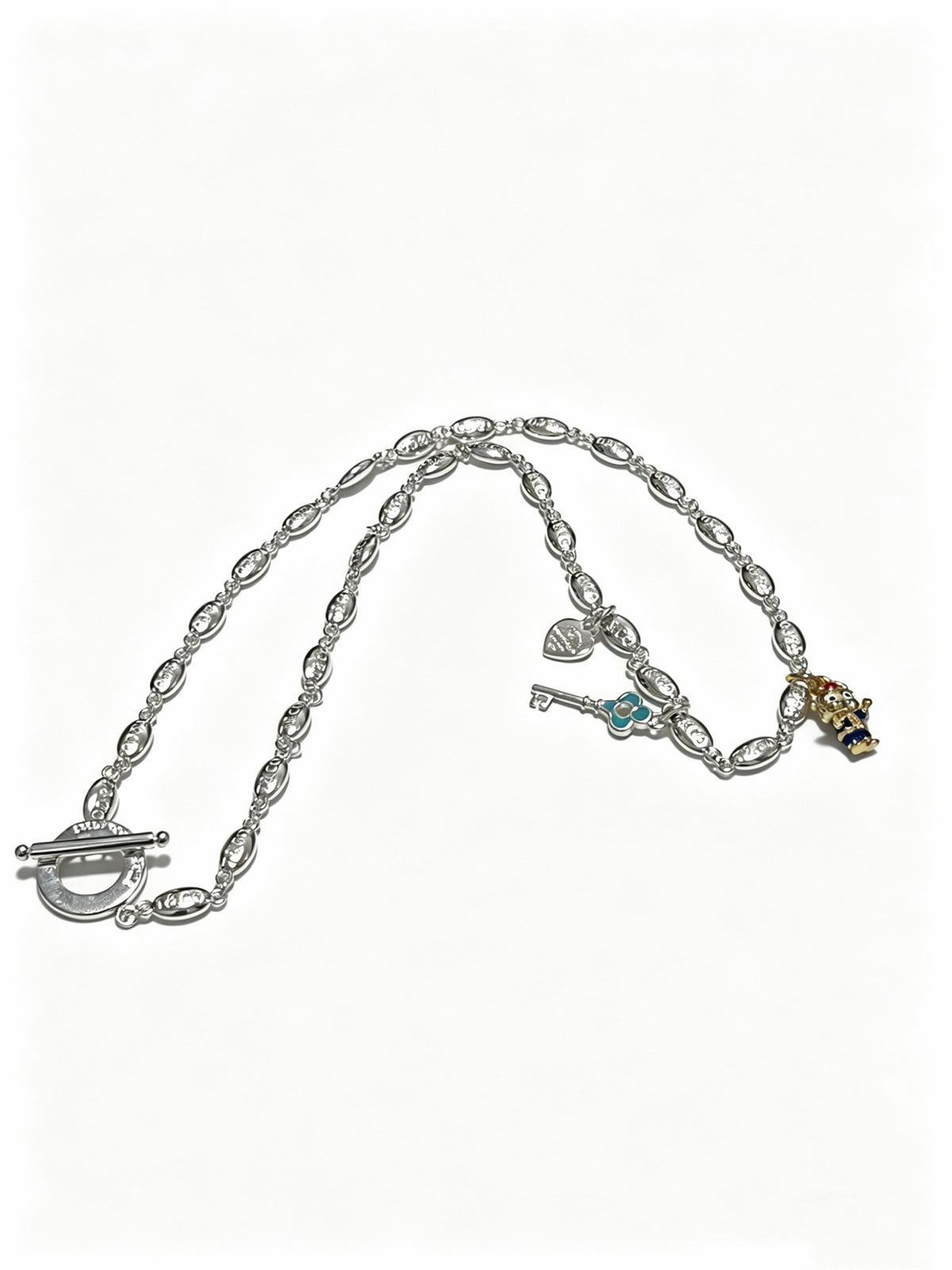 Signature Motif Pendant Necklace in Silver-Tone – Vintage Detail – Design 20 front product view