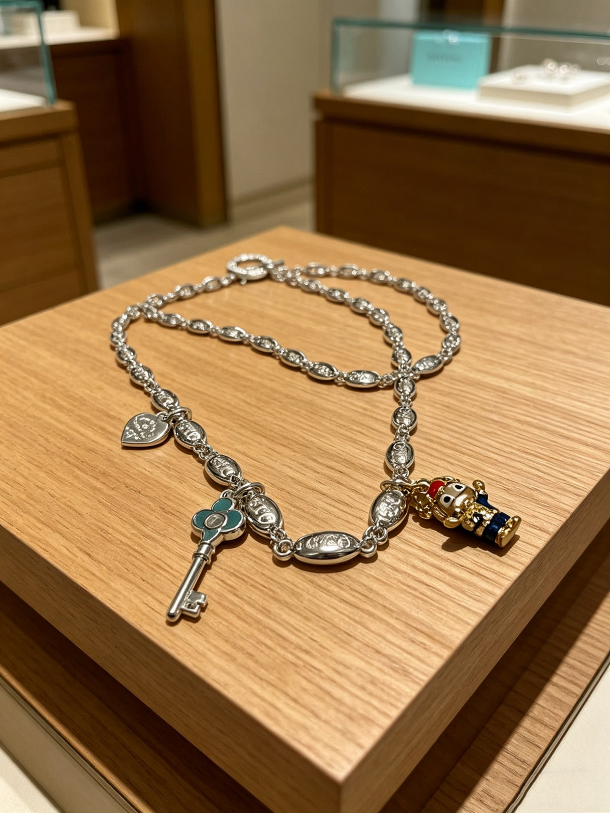 Signature Motif Pendant Necklace in Silver-Tone – Vintage Detail – Design 20 main product view